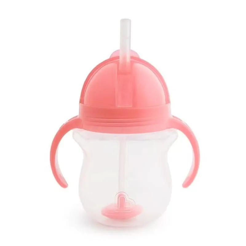 MUNCHKIN - Vaso Antiderrame C/Asas Y Sorbete Flexible Rosado Munchkin