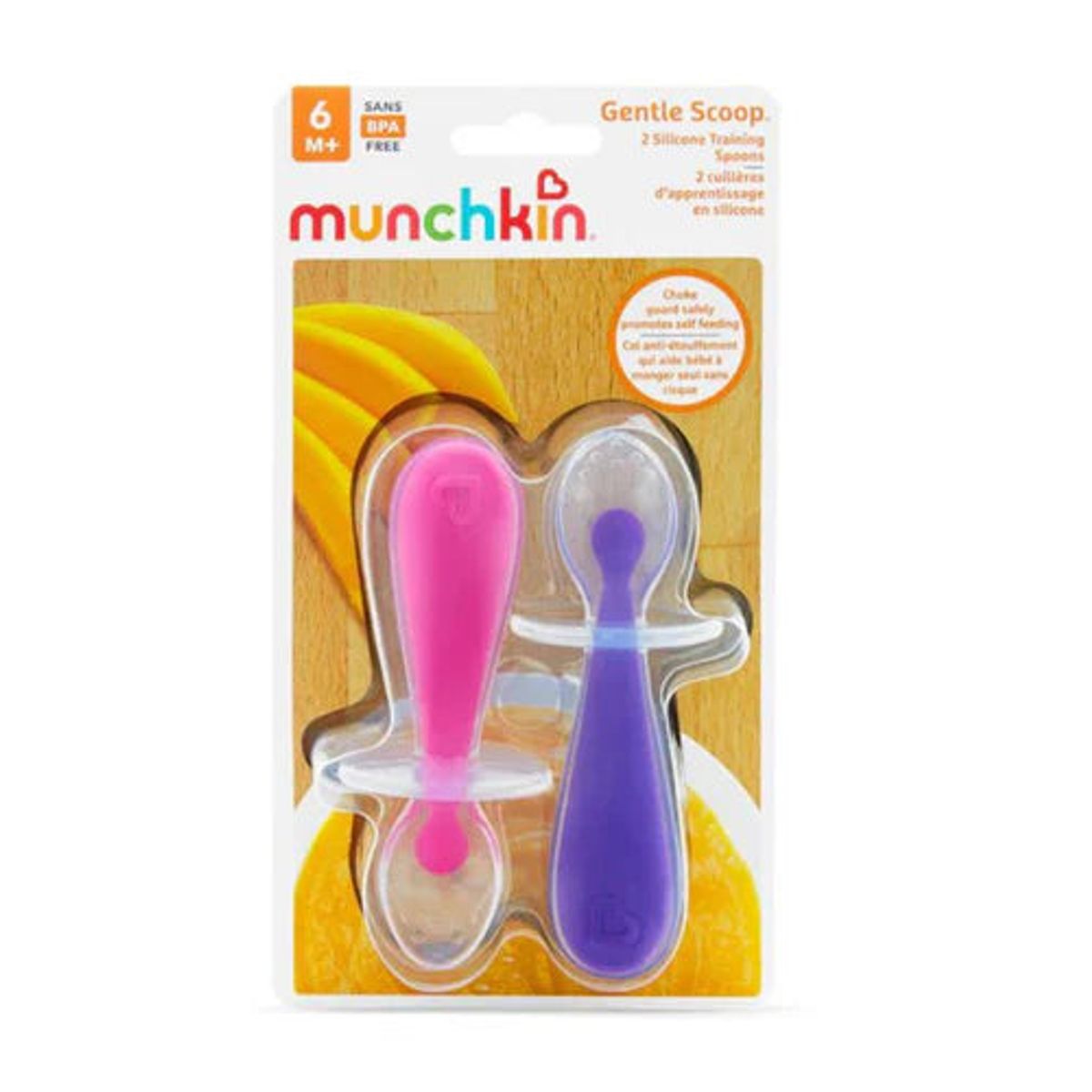 MUNCHKIN - Cucharas De Silicona De Transición Rosado/Morado