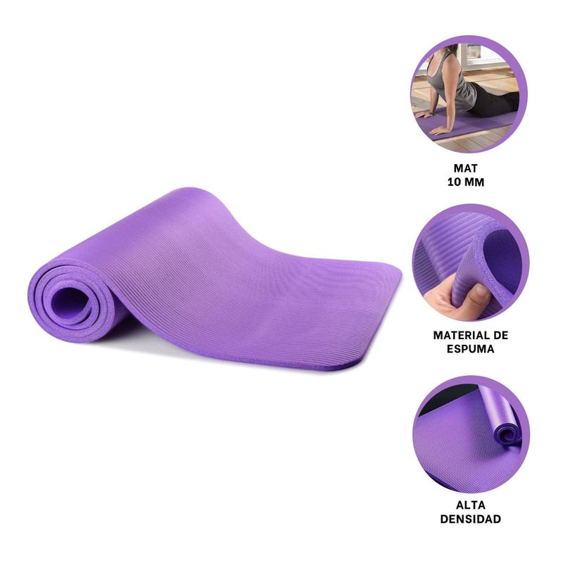 GENERICO - Pack4 Alfombra para Pilates en Morado Y+Banderitas Adhesivas