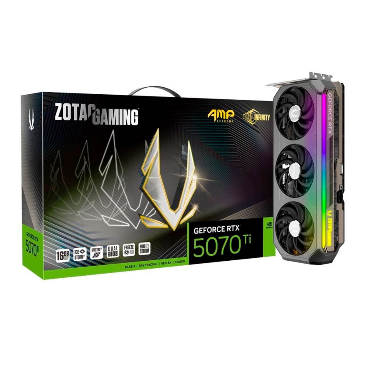 ZOTAC - TARJETA DE VIDEO ZOTAC GEFORCE RTX 5070 TI 16GB AMP PN ZT-B50710B-10P