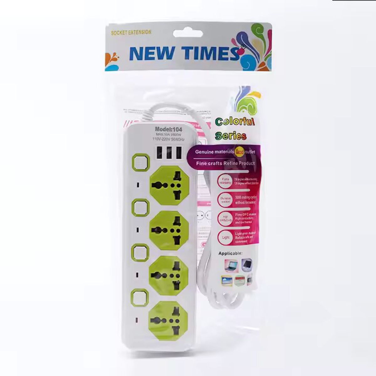 GENERICO - EXTENCION POWER SOCKET 4 TOMAS UNIVERSALES