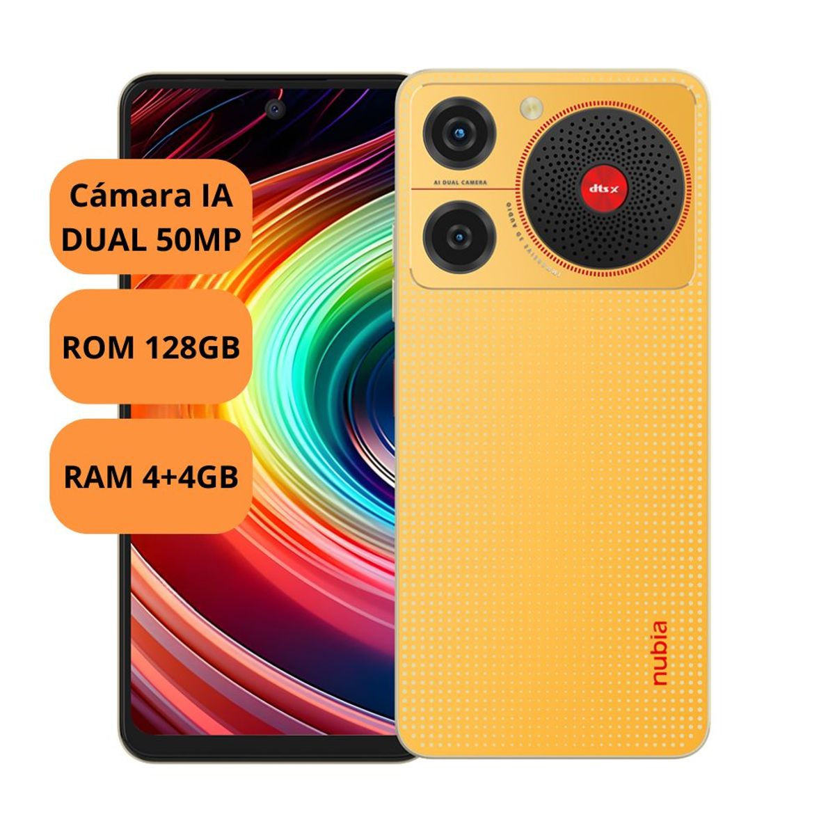 ZTE - Celular ZTE Nubia Music ROM 128GB RAM 4GB Cámara 50MP Z2353 Naranja