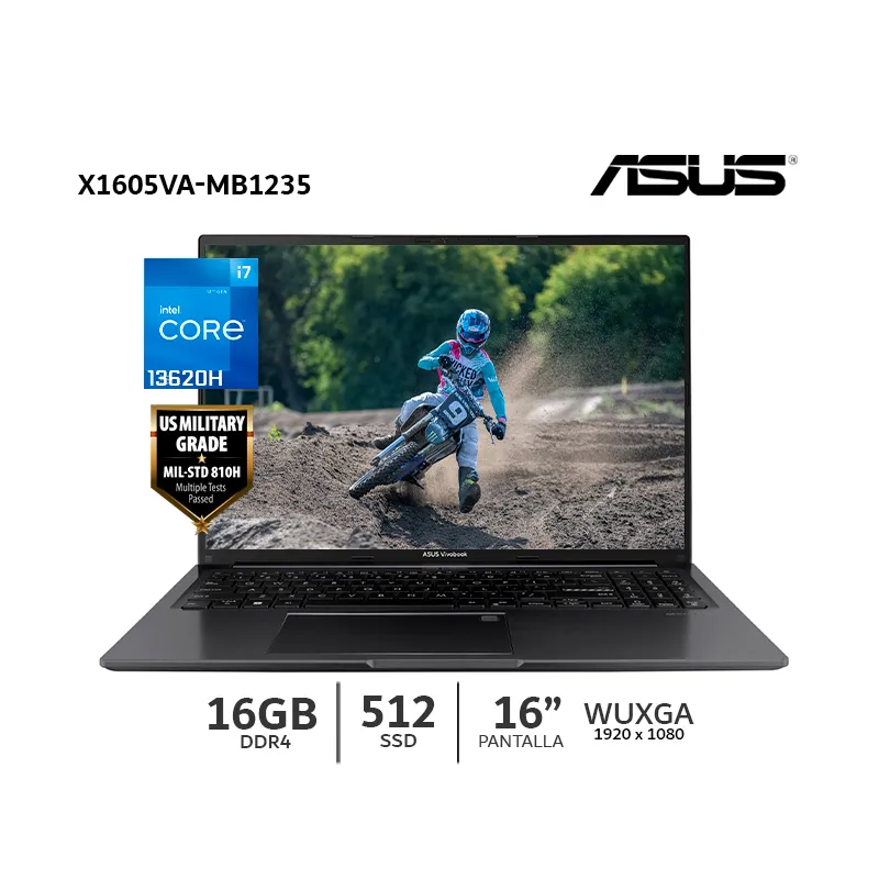 ASUS - Notebook ASUS X1605VA-MB1235 Core i7-13620H 16 WUXGA IPS 16Gb Ram DDR4 512Gb SSD