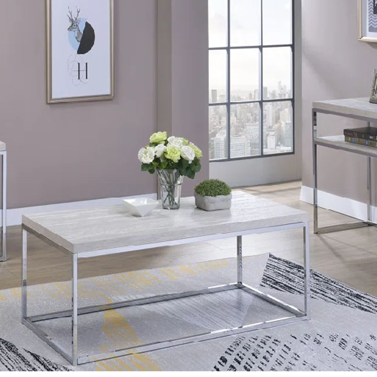 GENERICO - Mesa de Centro Nido TOBUNES  Acero Inoxidable 3 piezas