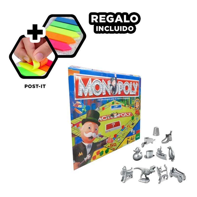 RYBIU IMPORT - Pack6 Monopolio Lindo en Multicolor Y+Banderitas Adhesivas