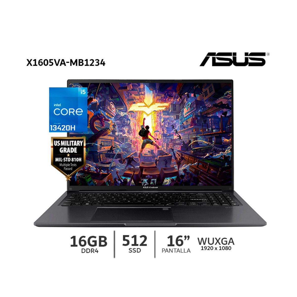 ASUS - Laptop ASUS X1605VA-MB1234 16 WUXGA IPS Core i5-13420H 16Gb Ram DDR4 512Gb SSD
