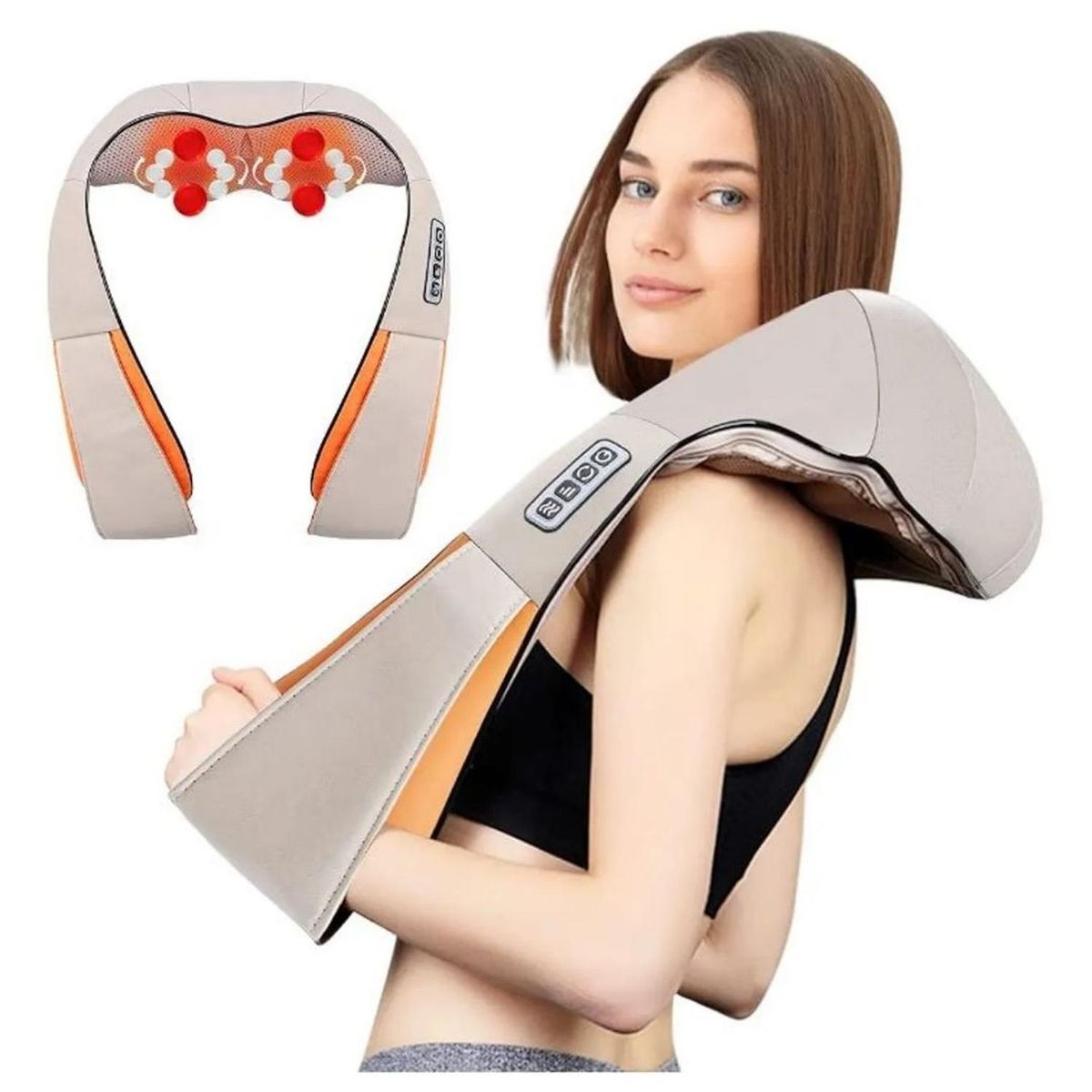 GENERICO - Masajeador Cervical Espalda Cuello Hombros Multifuncional de 16 Nodos