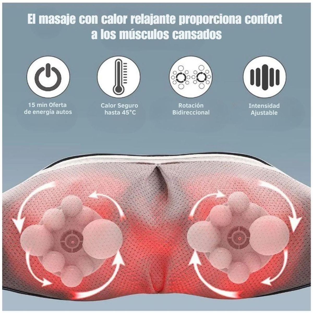 GENERICO - Masajeador Cervical Espalda Cuello Hombros Multifuncional de 16 Nodos