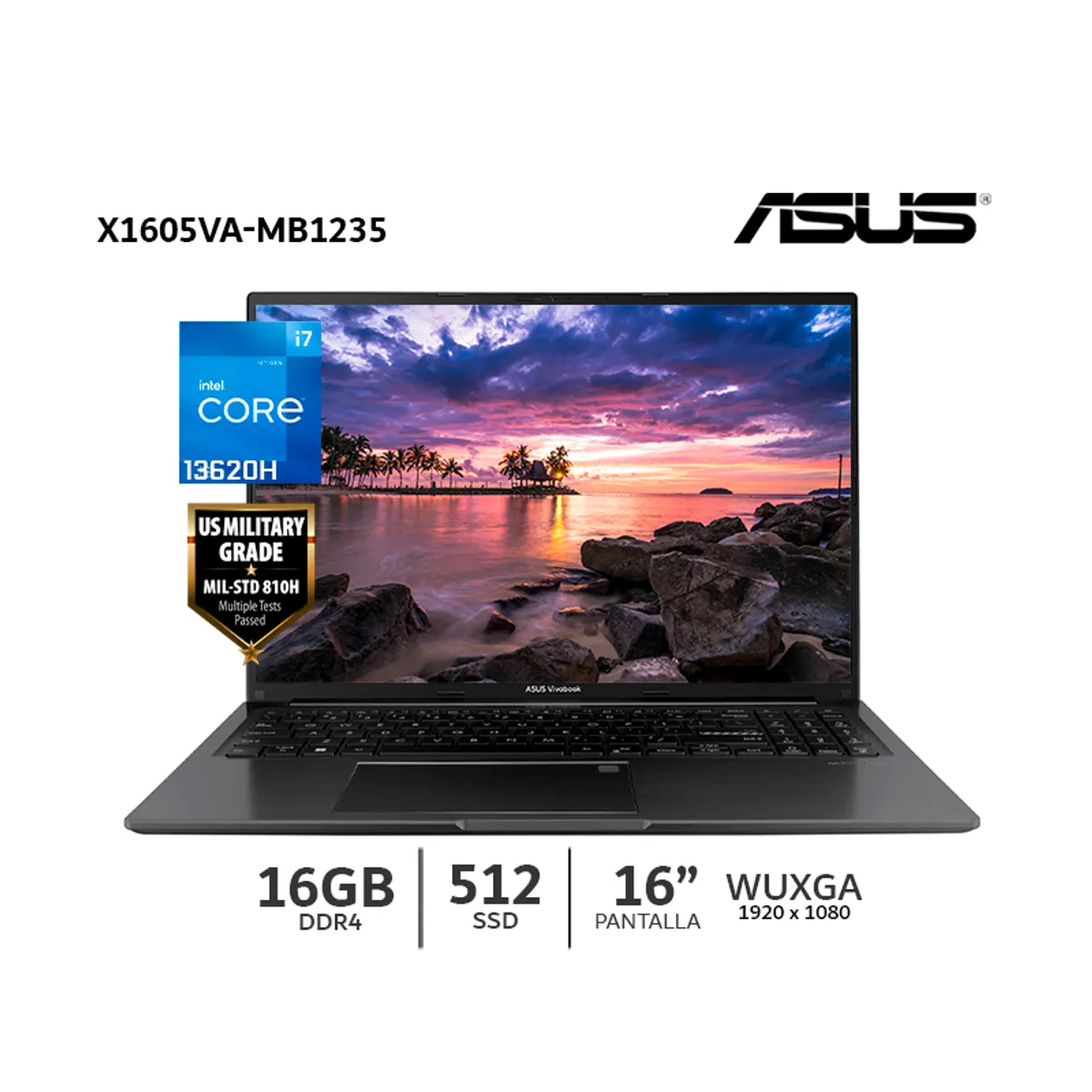 ASUS - Notebook ASUS X1605VA-MB1235 Core i7-13620H 16 WUXGA IPS 16Gb Ram DDR4 512Gb SSD