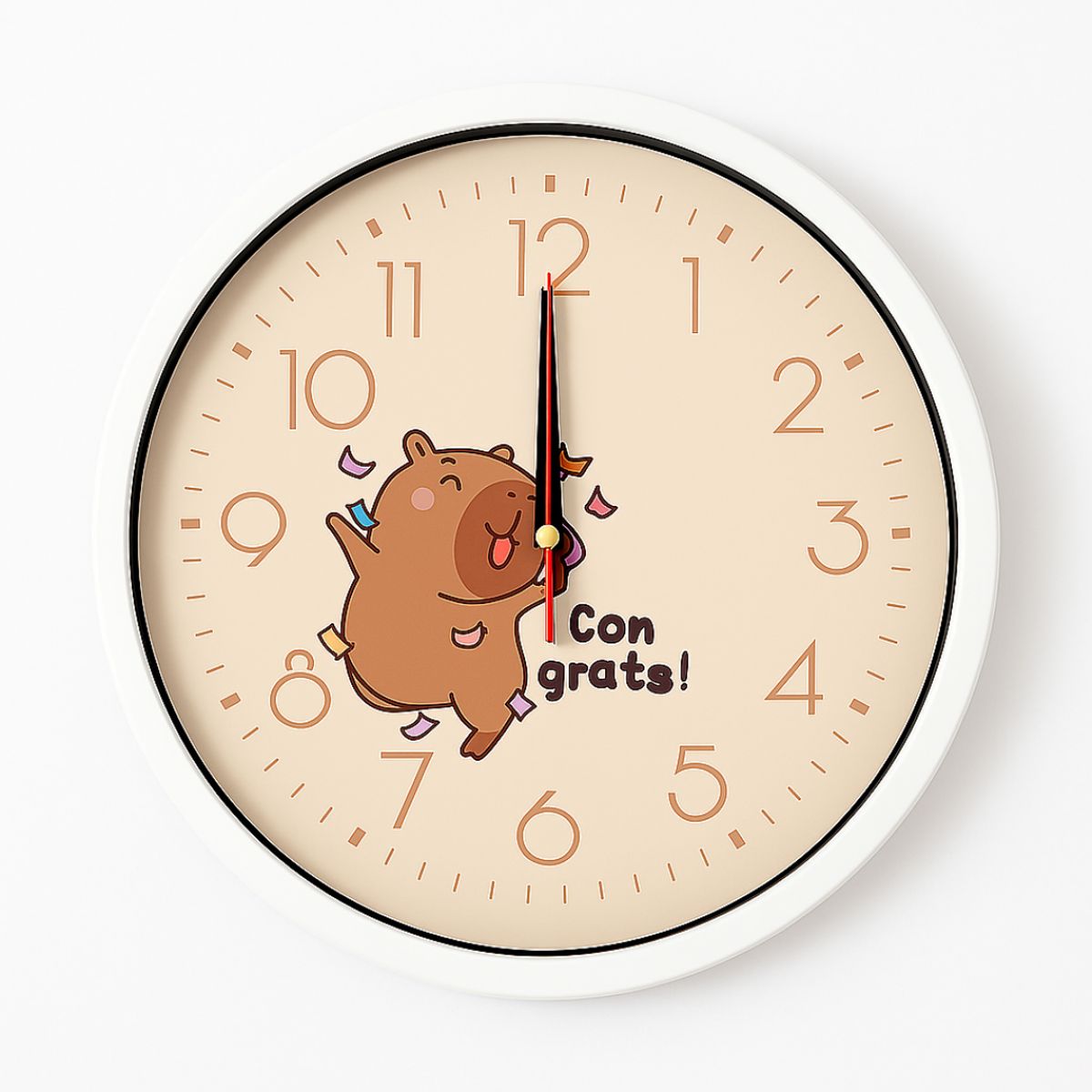 INSPIRA MARKET - Reloj de Pared Diseños Capibara Kawaii Blanco