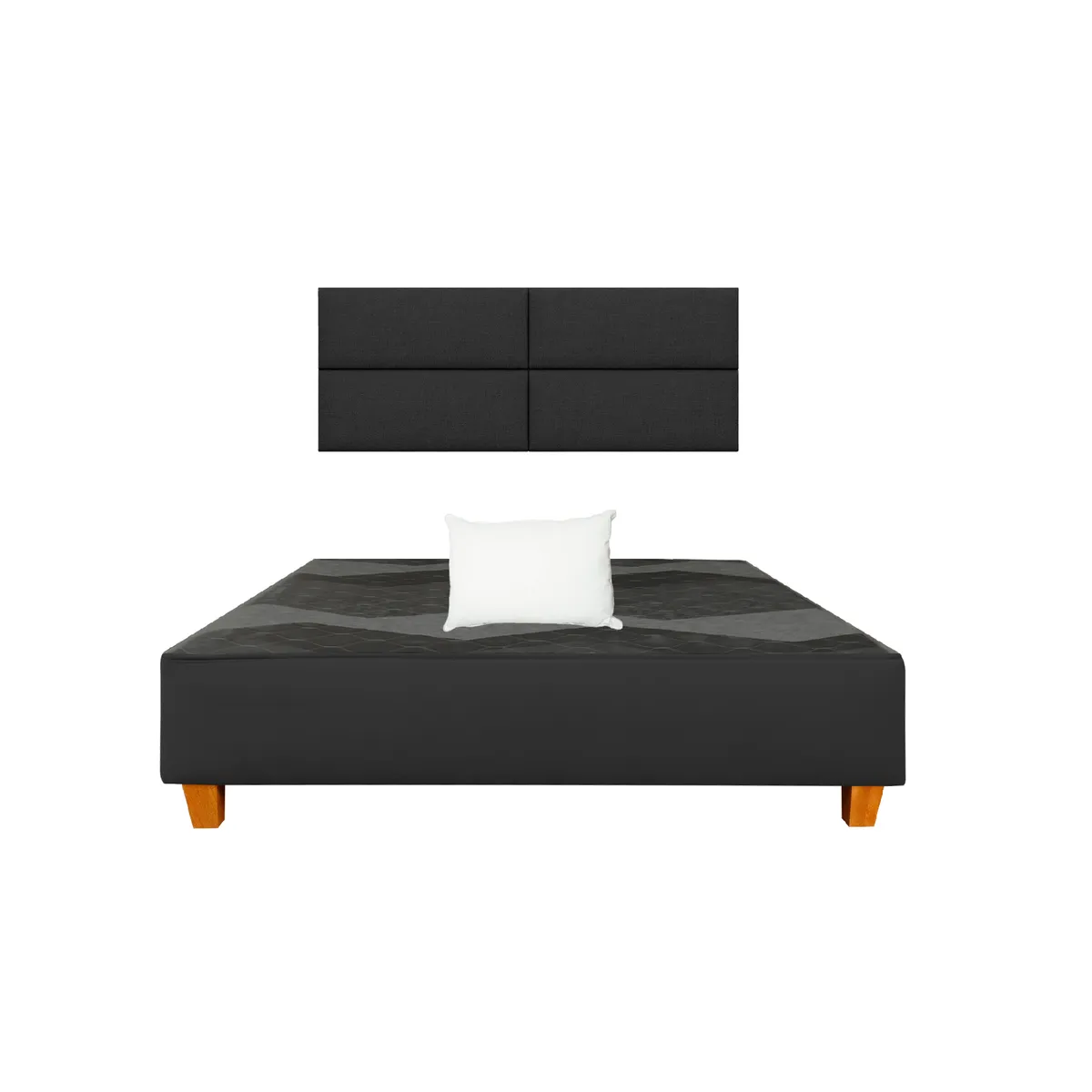 GENERICO - Combo Cama tapizada Nova 15plz Negro+ almohada