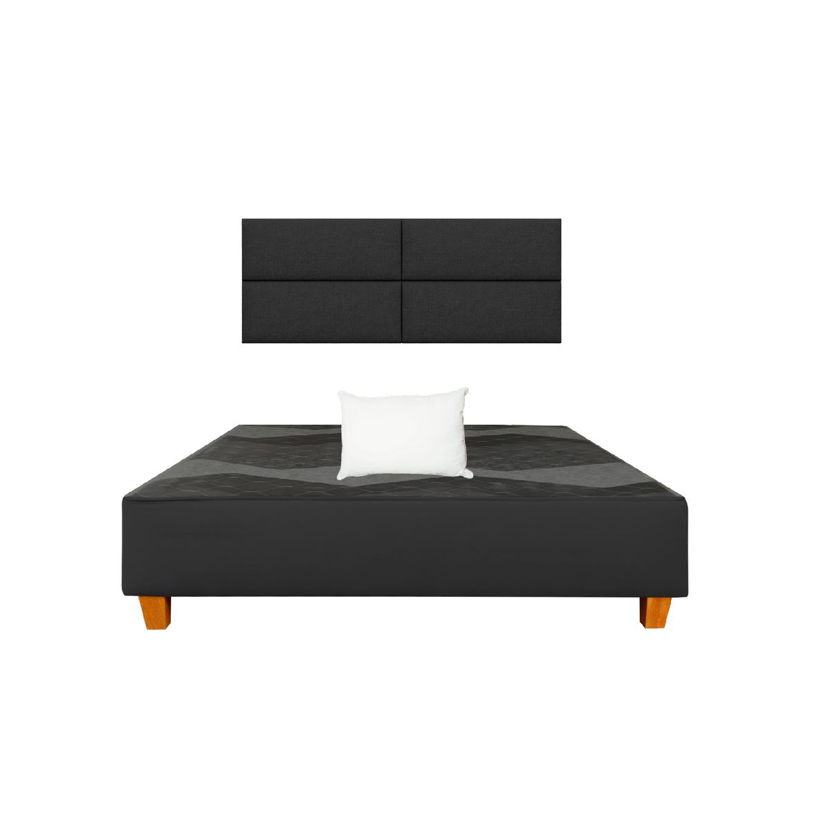 GENERICO - Combo Cama tapizada Nova 2plz Negro+ almohada