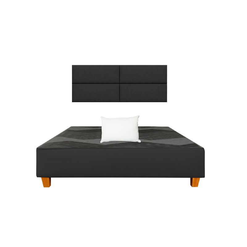 GENERICO - Combo Cama tapizada Nova 2plz Negro+ almohada