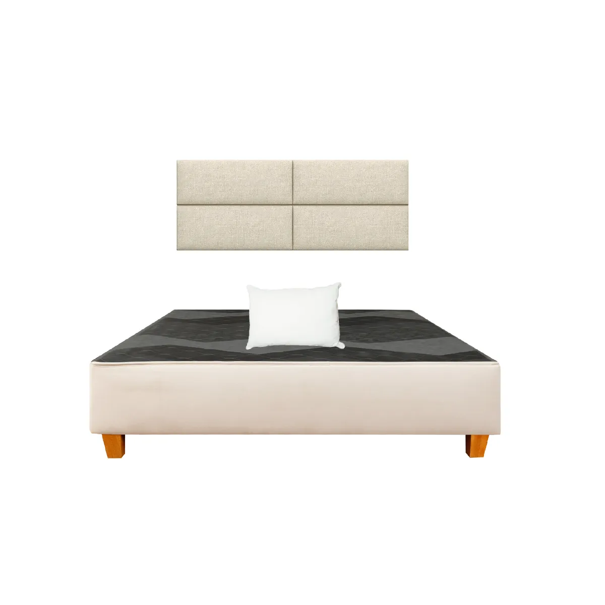 GENERICO - Combo Cama tapizada Nova 2plz Beige+ almohada