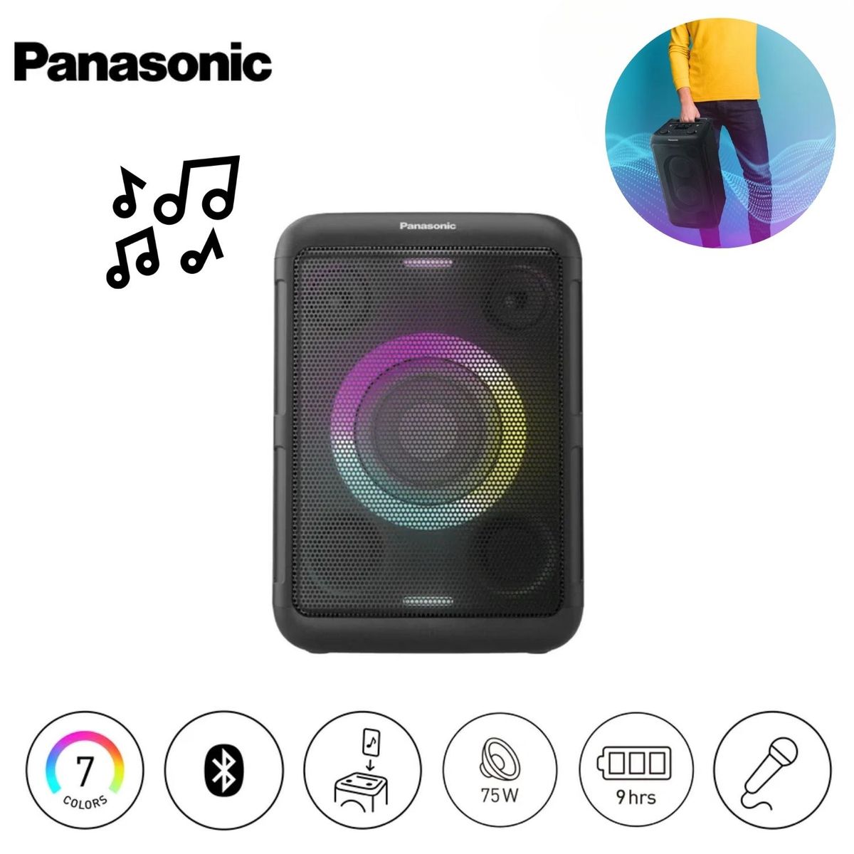 PANASONIC - Parlante Compacto Potente Panasonic SC-BMAX5E-K Negro USB 9 hrs