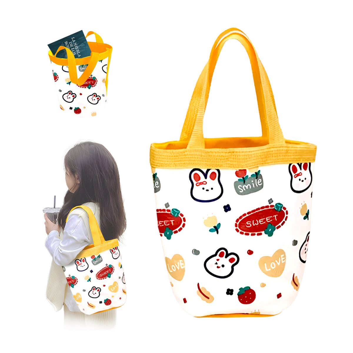 GENERICO - Bolso De Mano Lona Portátil Estampado Compras Kawai