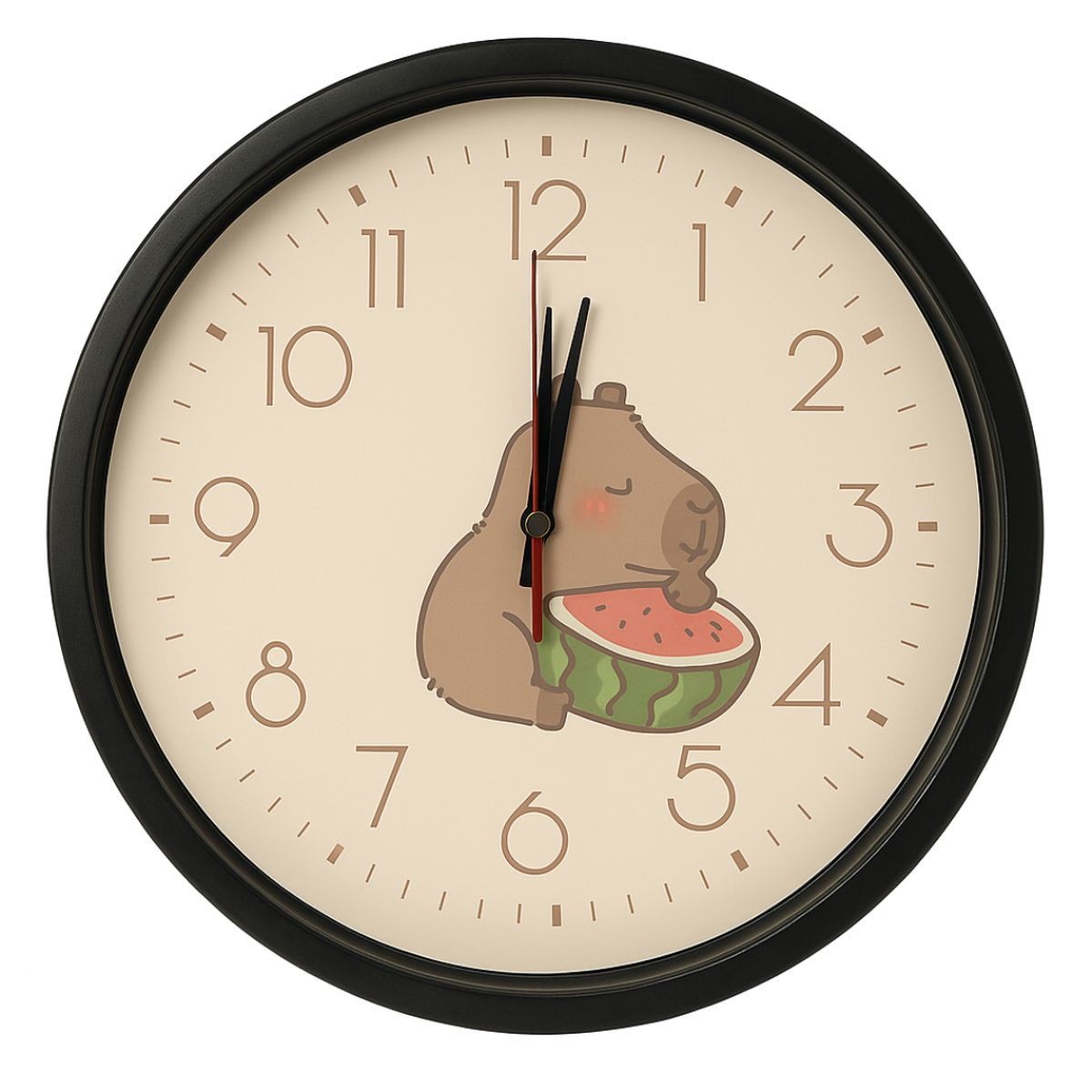 INSPIRA MARKET - Reloj de Pared Diseños Capibara Kawaii Negro