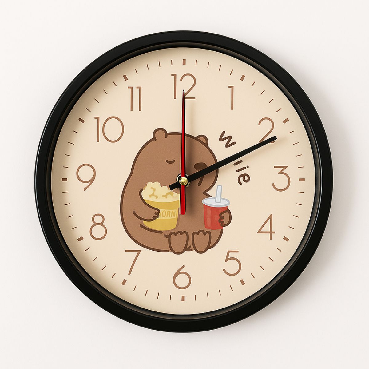 INSPIRA MARKET - Reloj de Pared Diseños Capibara Kawaii Negro