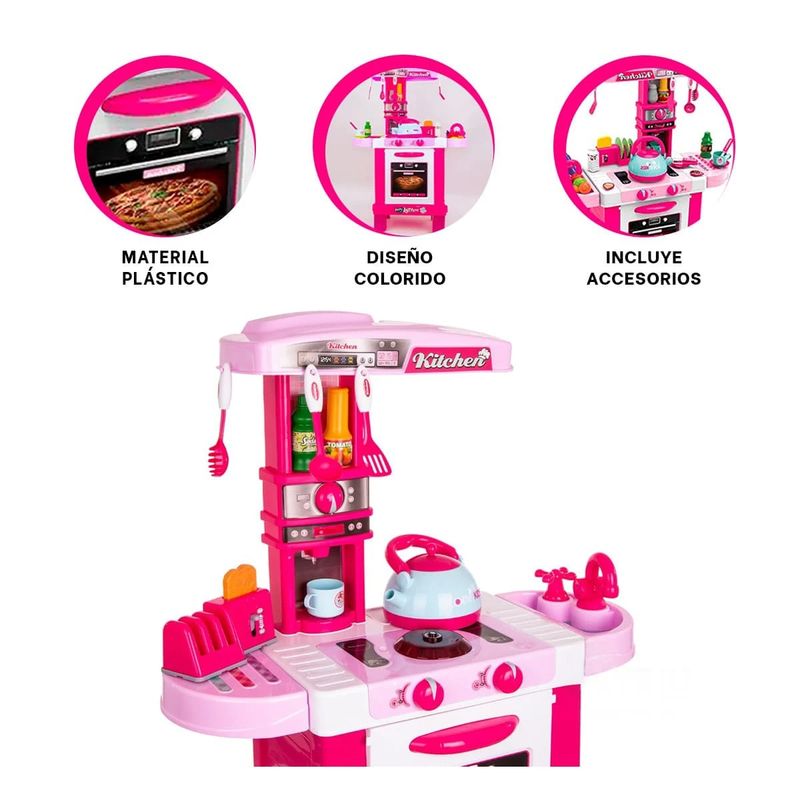 GENERICO - Pack2 Cocina Interactiva en Rosado Y+Banderitas Adhesivas