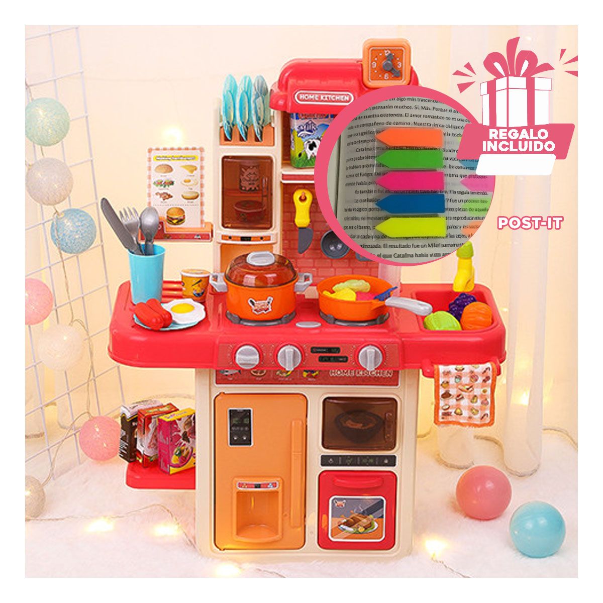 GENERICO - Juguete de Cocina para Niñas Multicolor Y+Post-it Adhesivos