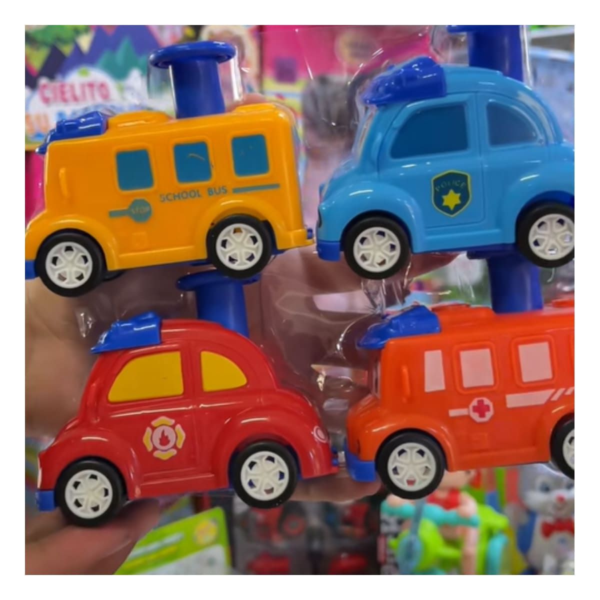 GENERICO - Pack4 Autos Infantiles de Emergencia en Multicolor