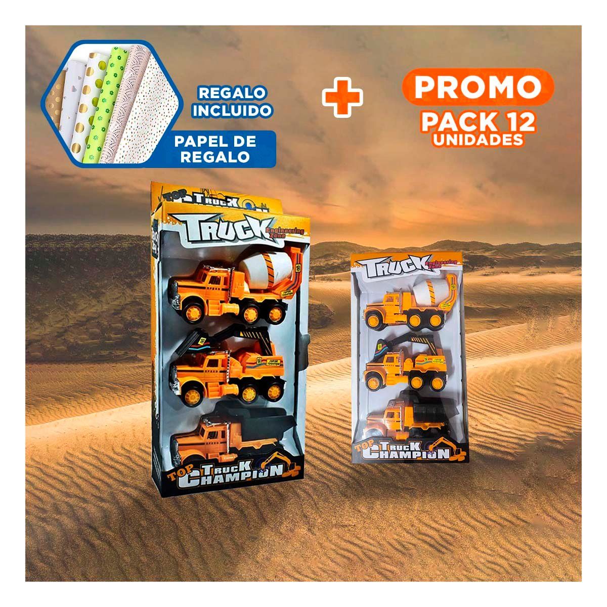 GENERICO - Pack12 Kit Completo Vehicular para Obras Y+Papel de Regalo