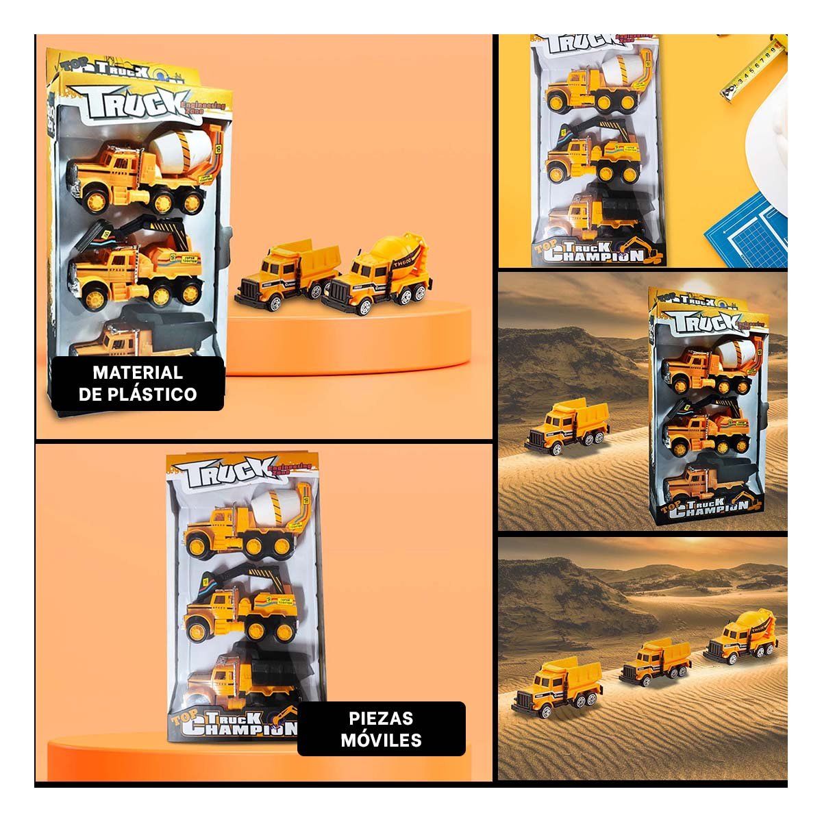 GENERICO - Pack12 Kit Completo Vehicular para Obras Y+Papel de Regalo