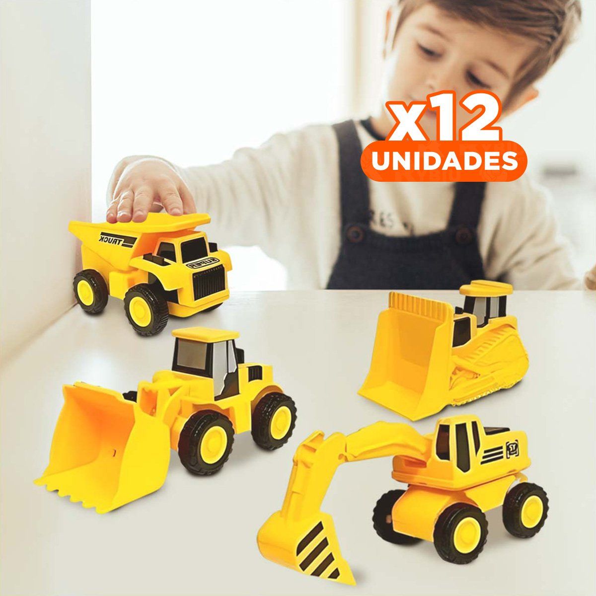 GENERICO - Pack12 Kit de 4 Juguetes de Carritos Y+Regalo Stickers