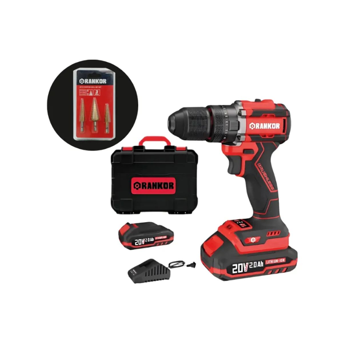 RANKOR - Taladro Percutor De 20v Rankor 12 70nm Bl+broca Escalonada