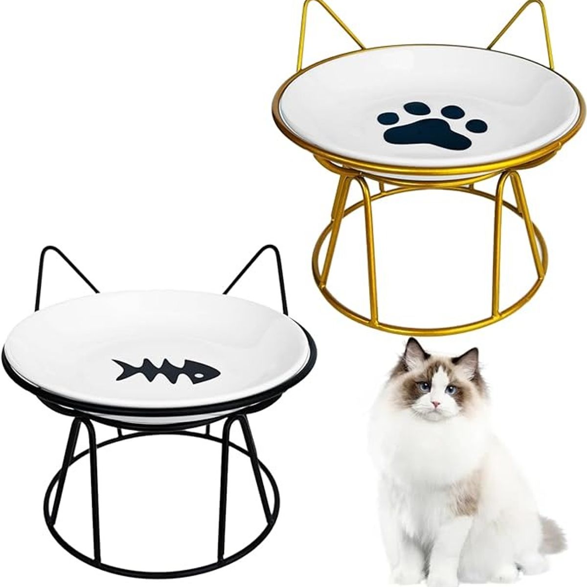 GENERICO - PLATO ELEVADO PARA GATOS DORADO