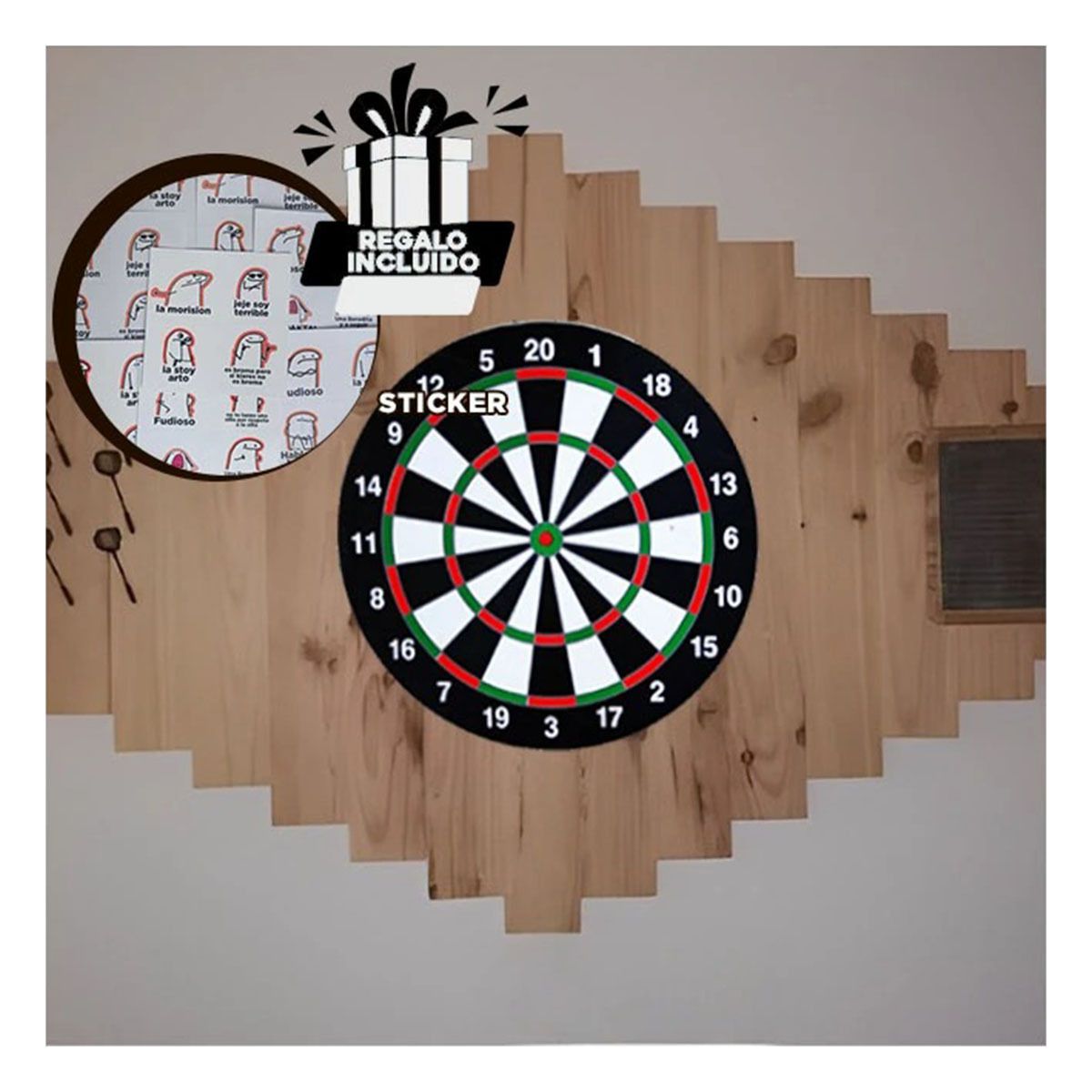 GENERICO - Tablero Puntero con Dardos Circular Y+Regalo Stickers