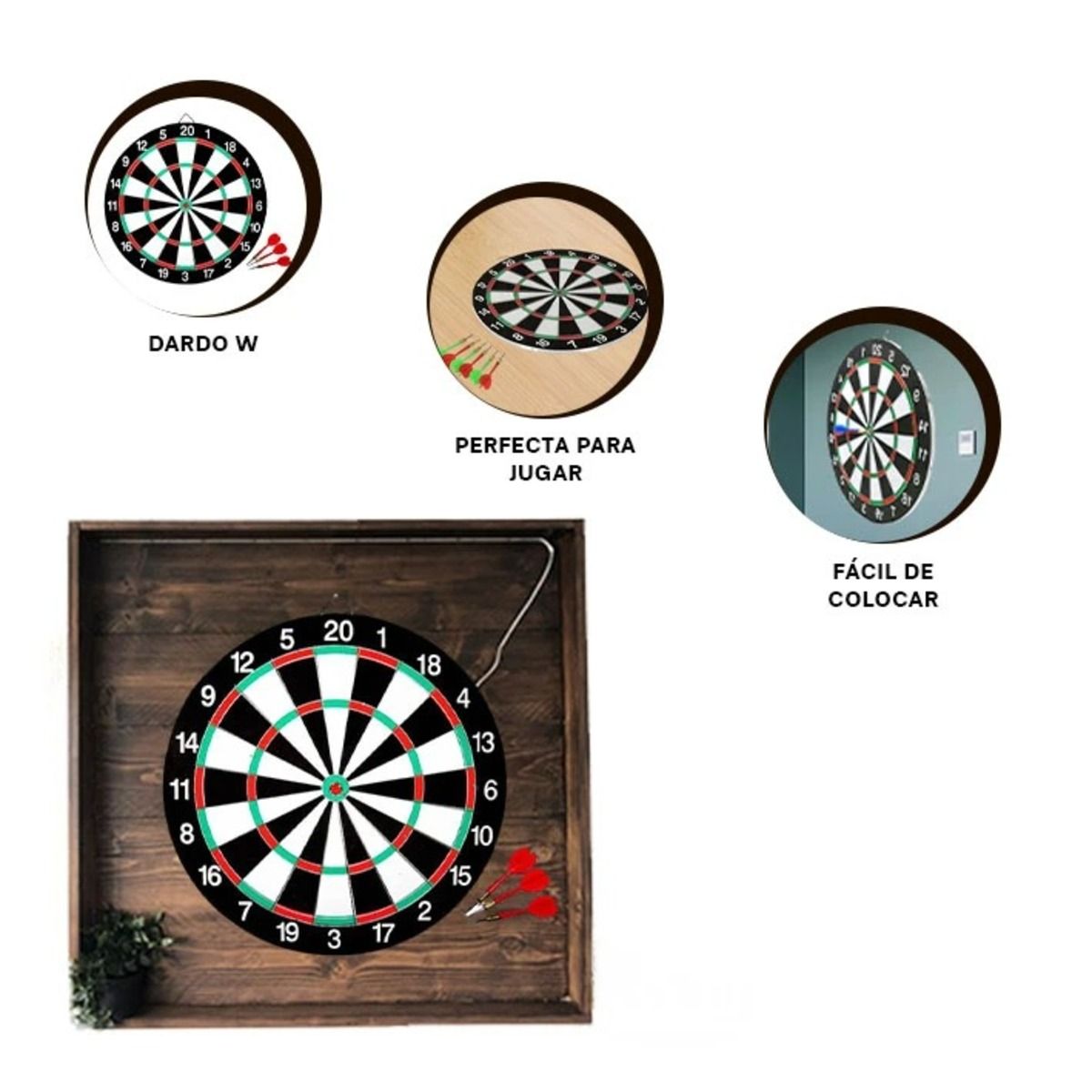 GENERICO - Pack4 Set de Juego de Dardos con Diana para Pared Circular