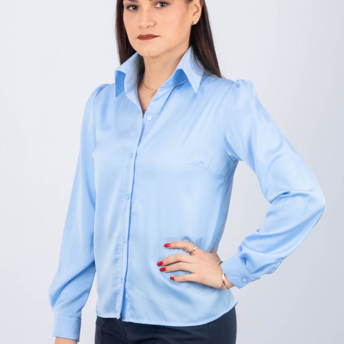 TULULA - Blusa Toscana Color Entero Mujer Manga Larga