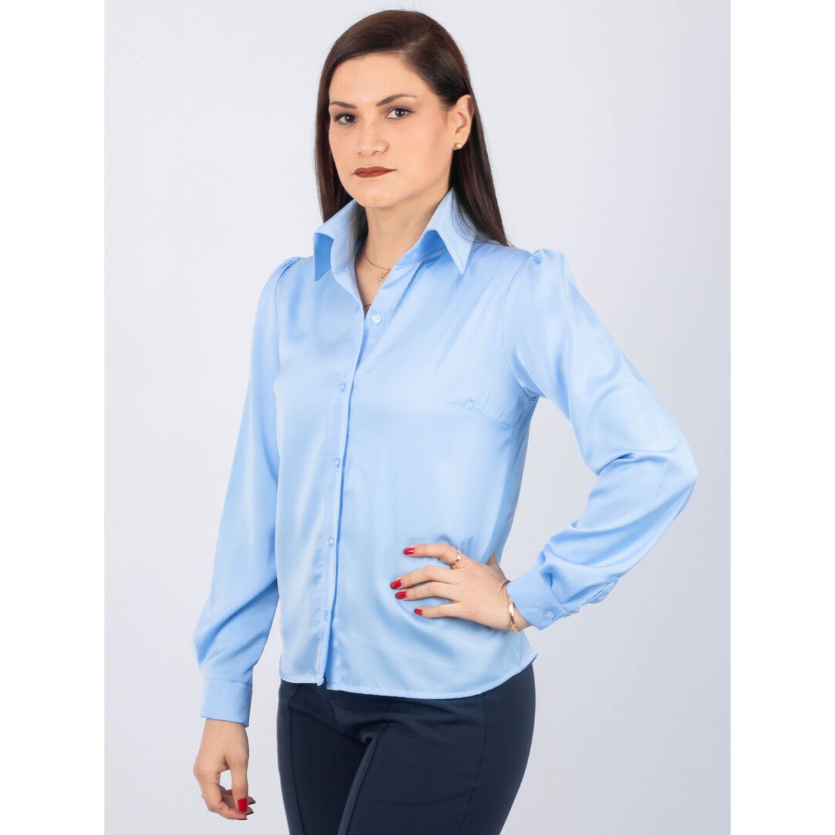 TULULA - Blusa Toscana Color Entero Mujer Manga Larga
