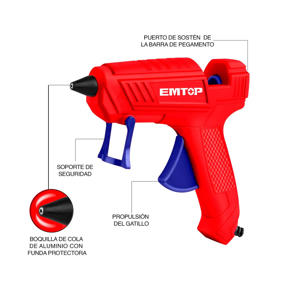 EMTOP - Pistolas Silicona 20w + 6 Barras Silicona Pegamento Emtop