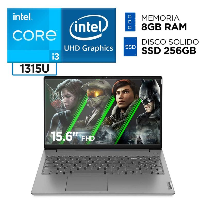 LENOVO - Laptop LENOVO Intel Core i3 1315U 8GB 256GB V15 G4 13° Gen 15.6 Pulgadas FULL HD