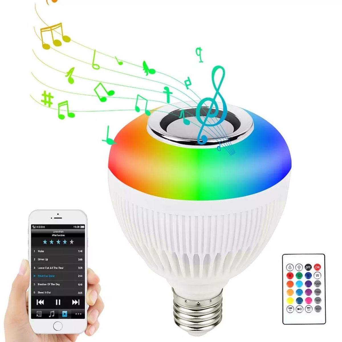 GENERICO - FOCO PARLANTE INTELIGENTE LED BLUETOOTH LUCES MULTICOLOR RGB