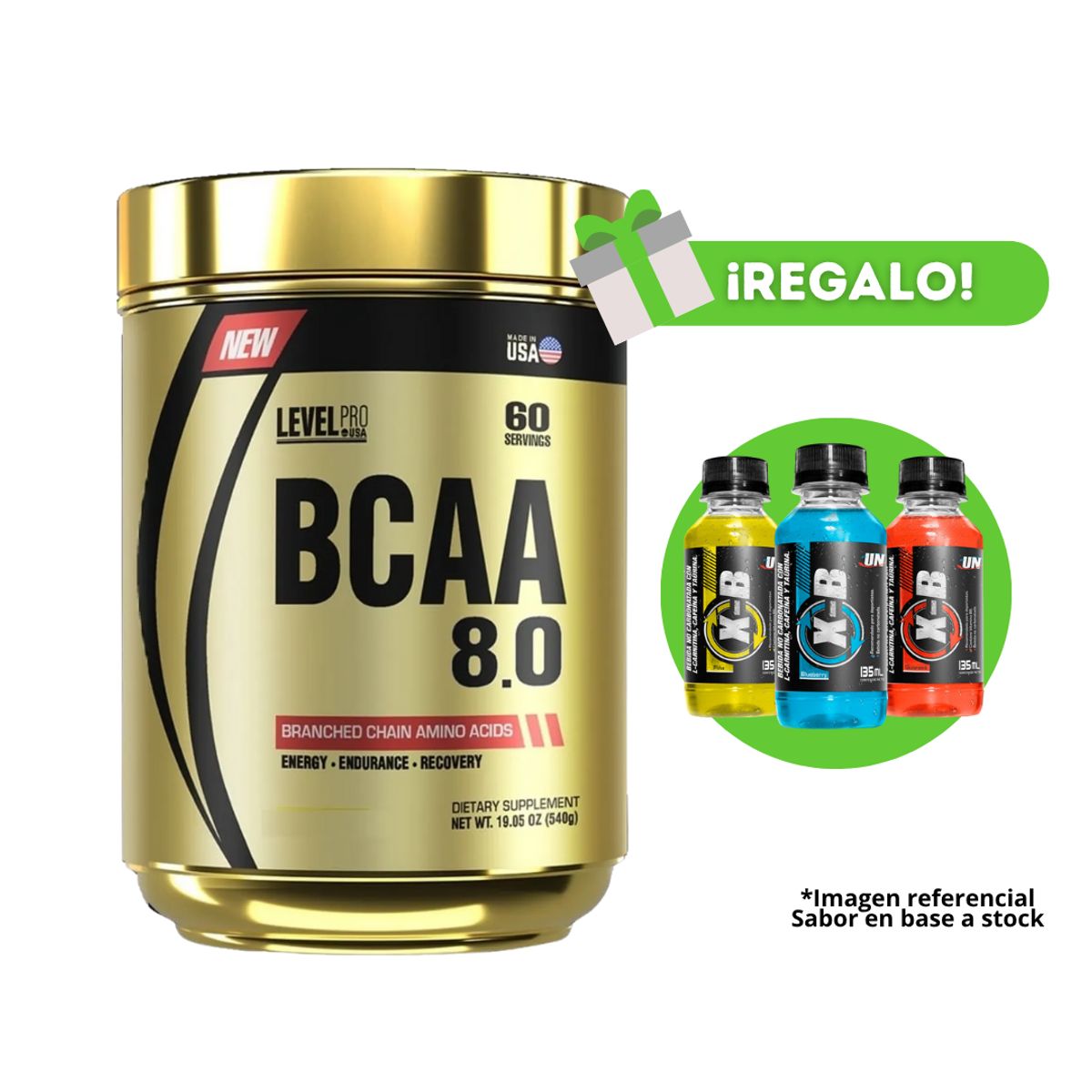 LEVEL PRO - AMINOACIDO BCAA 8.0 FRUIT PUNCH 540G + XB