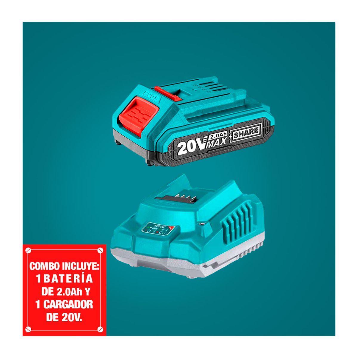 TOTAL TOOLS - Sopladora Gigante Hojas Inalámbrica 20v + Batería 2ah + Guantes