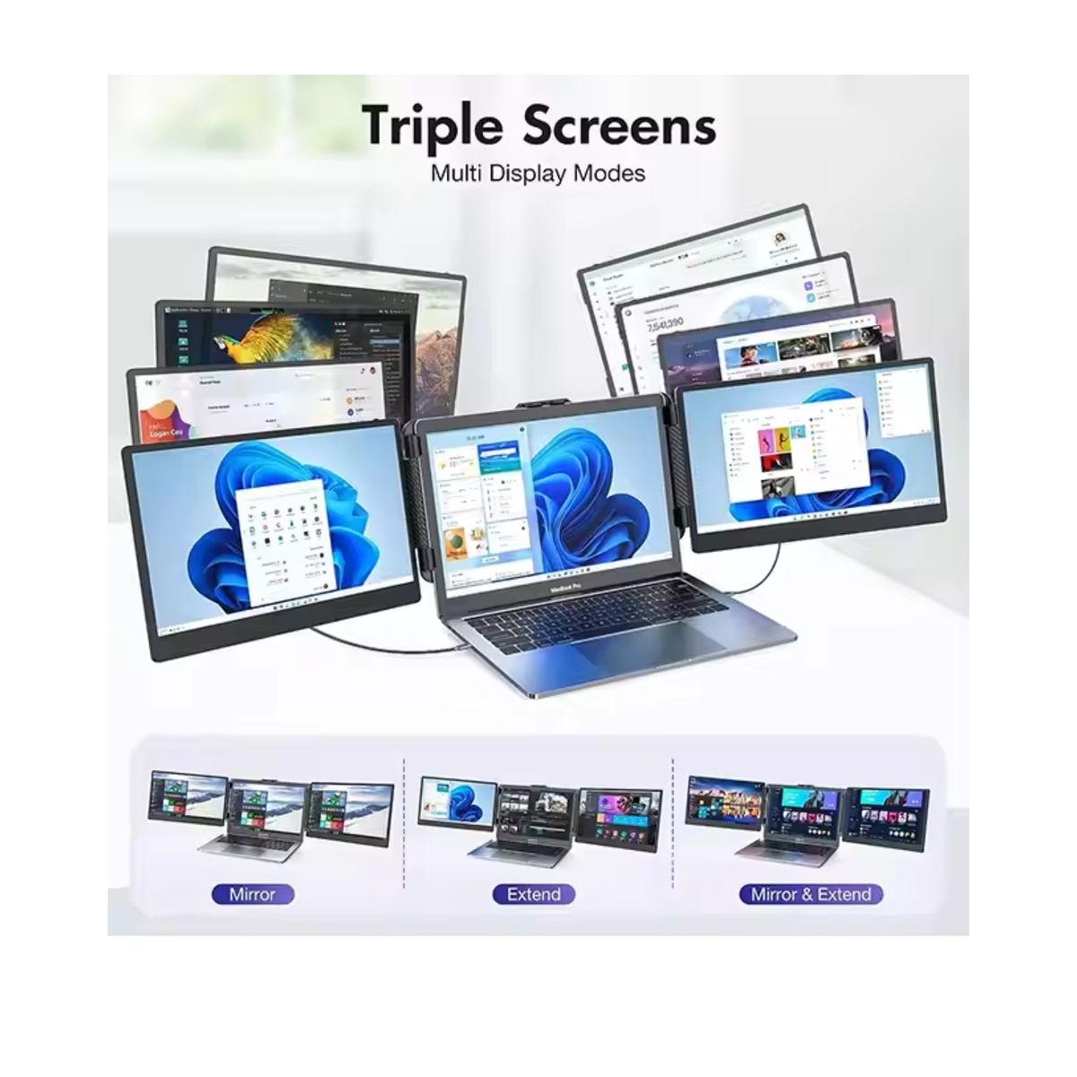 GENERICO - Extensor de Pantalla para Laptop de Triple Pantalla