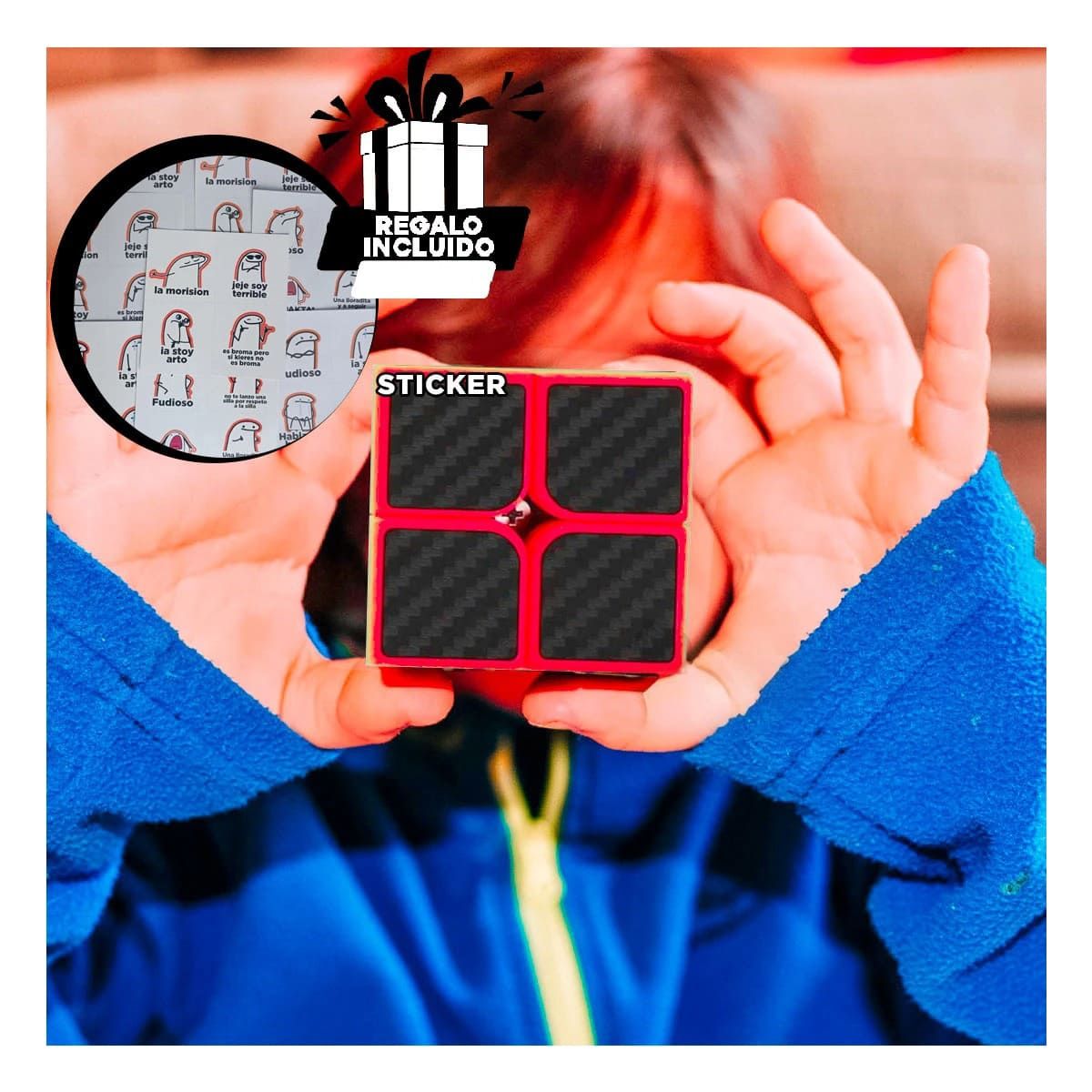 GENERICO - Pack12 Rompecabeza Magica de 2x2 Negro Y+Regalo Stickers