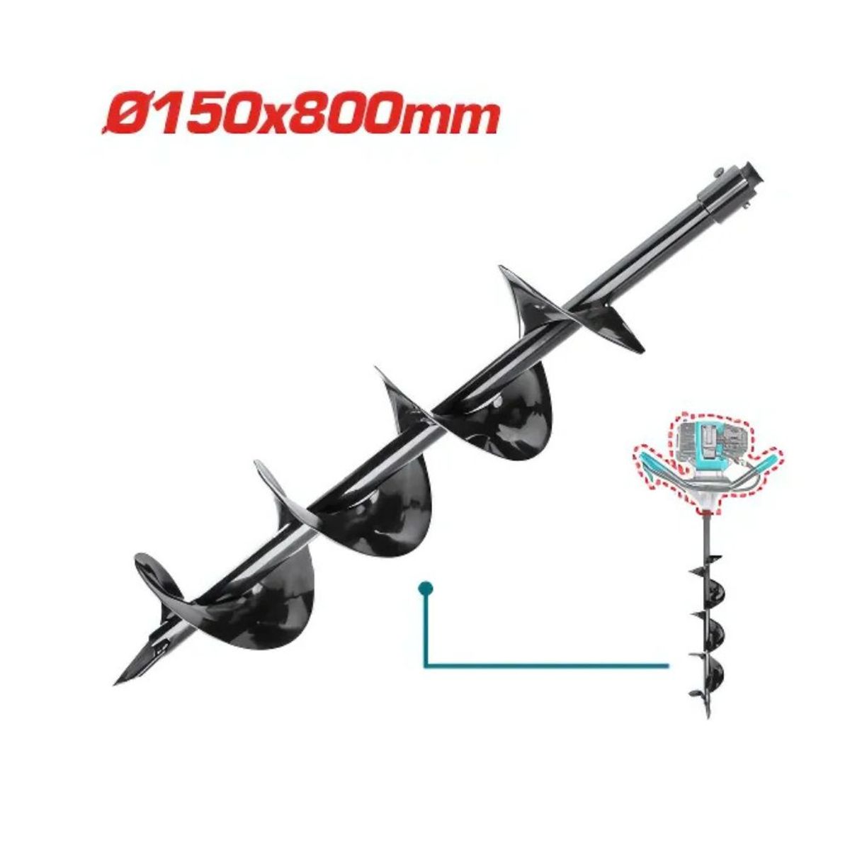 TOTAL TOOLS - Broca En Espiral Para Ahoyadora Pilotera Φ150Mm X 80Cm Total