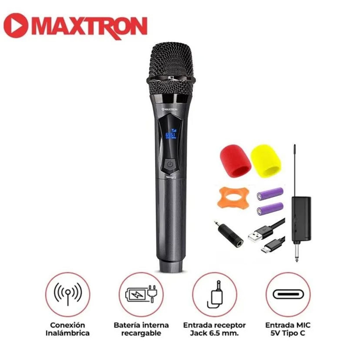 MAXTRON - Micrófono Inalámbrico Recargable  Maxtron  MX 708WL Singer Bluetooth - MX708WL
