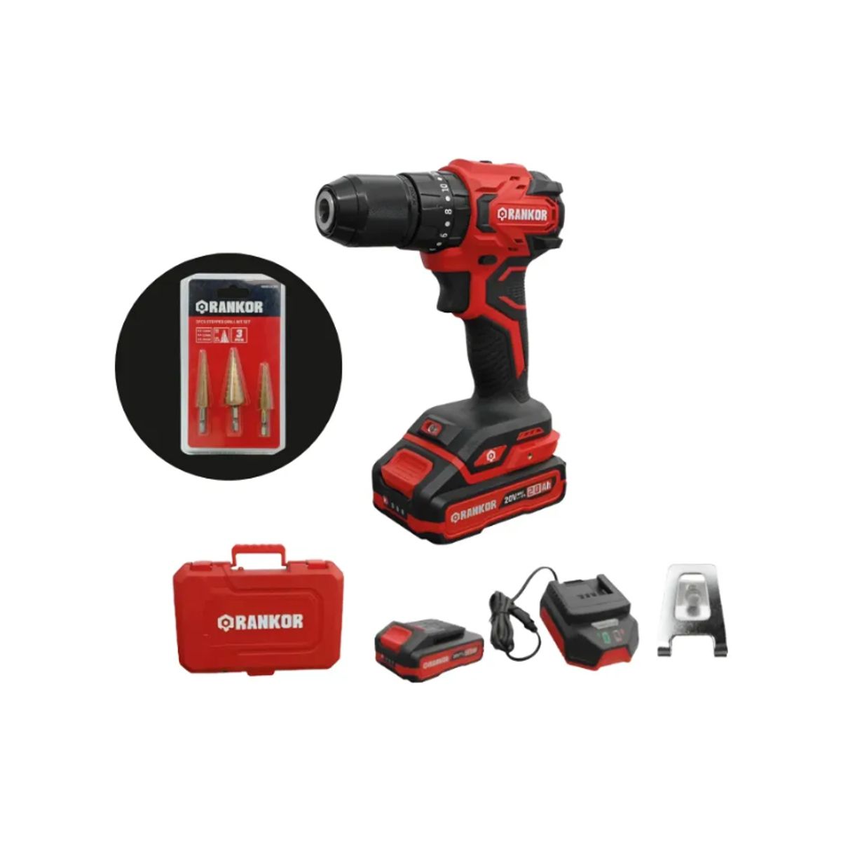 RANKOR - Taladro Percutor 12 De 20v Rankor 70nm Bl+broca Escalonada