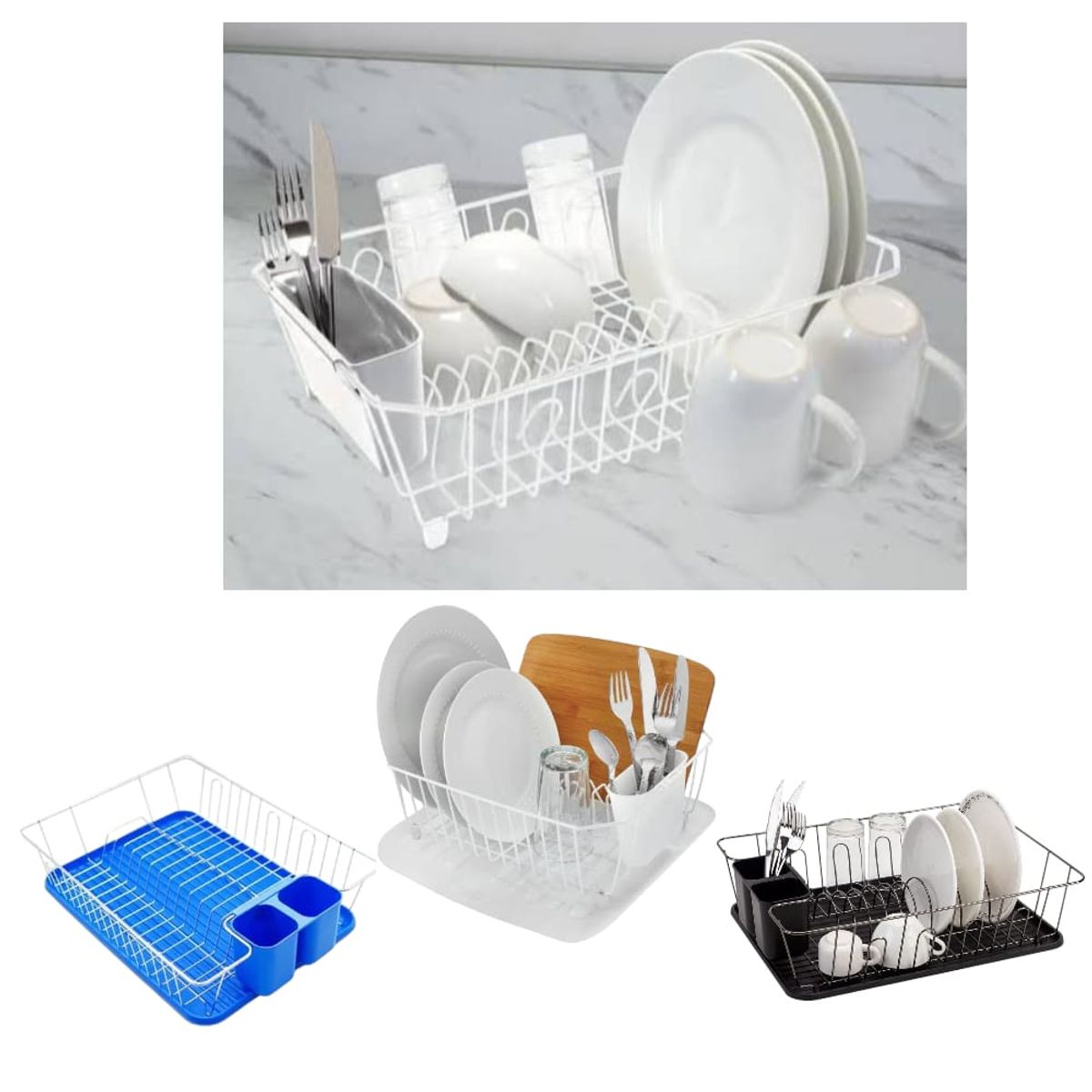 OEM - x2 Secaplatos Metalico Con Bandeja Escurridor Platos Color Blanco