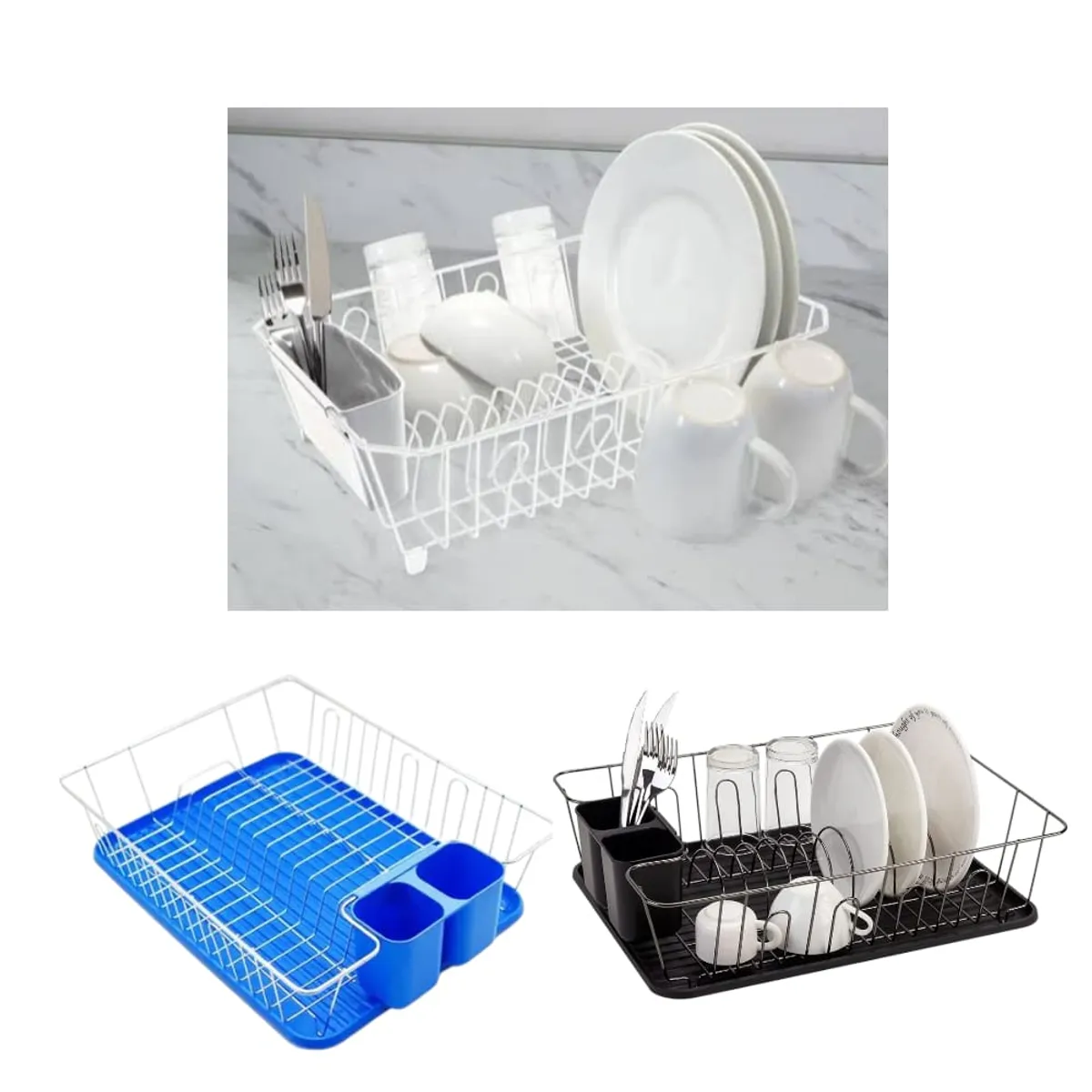 OEM - x2 Secaplatos Metalico Con Bandeja Escurridor Platos Color Blanco