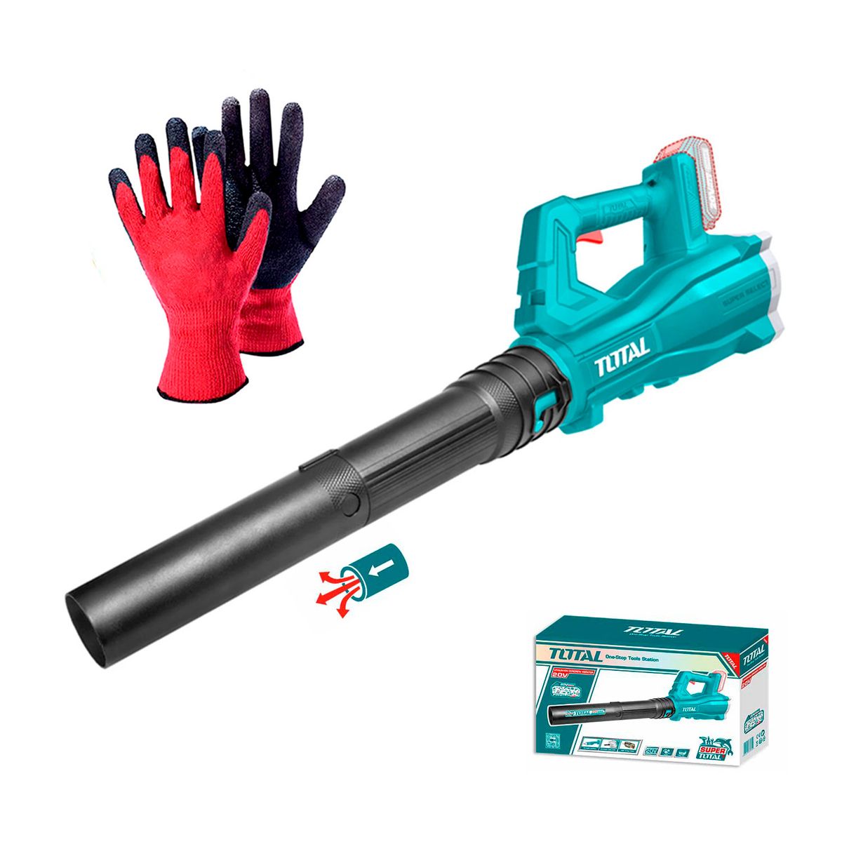 TOTAL TOOLS - Sopladora Gigante Hojas Inalámbrica 20v Jardinería + Guantes