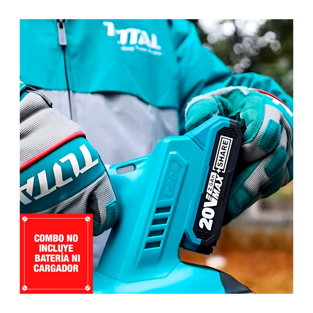 TOTAL TOOLS - Sopladora Gigante Hojas Inalámbrica 20v Jardinería + Guantes