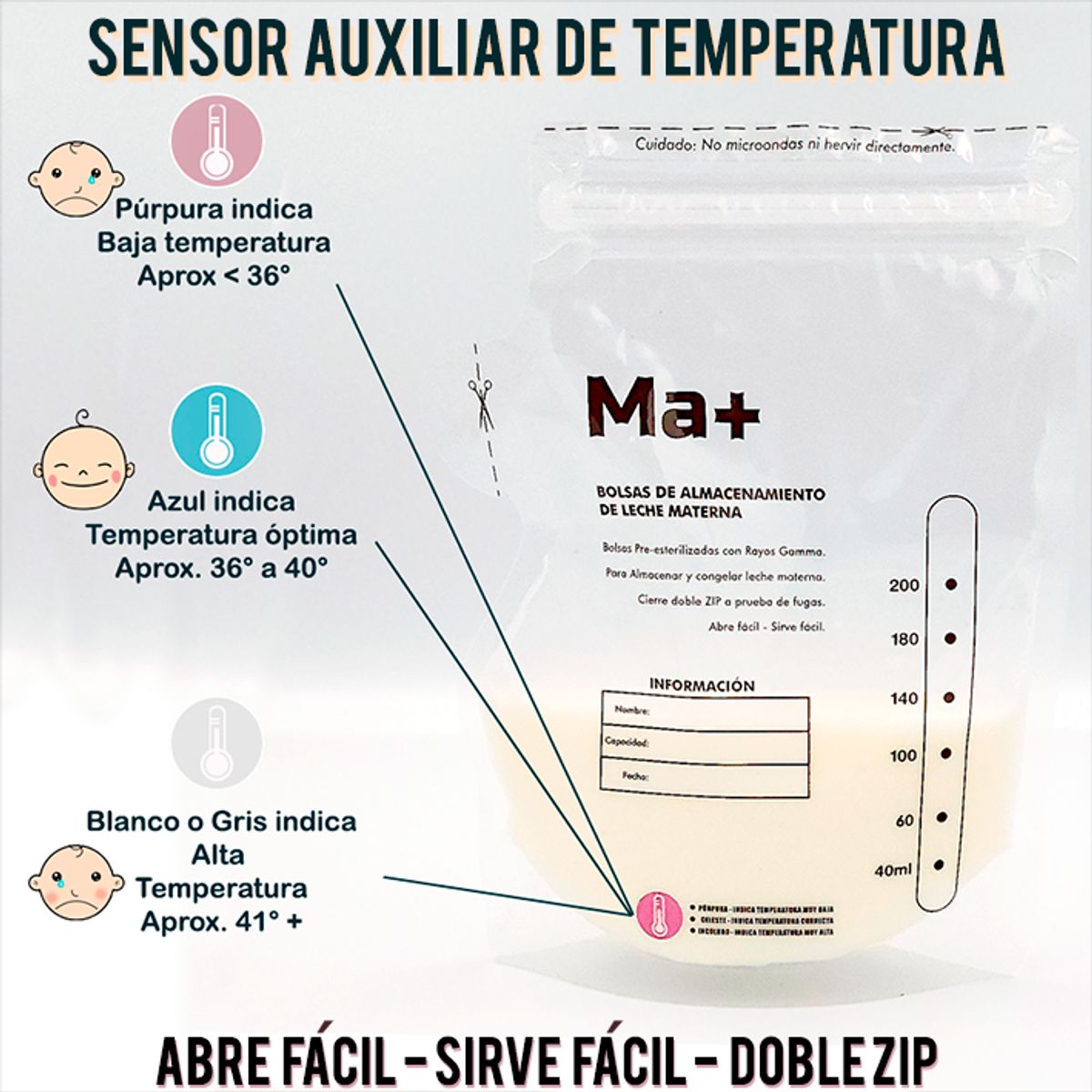 MAMAS - Bolsas de almacenamiento para Leche Materna Ma+ PACK
