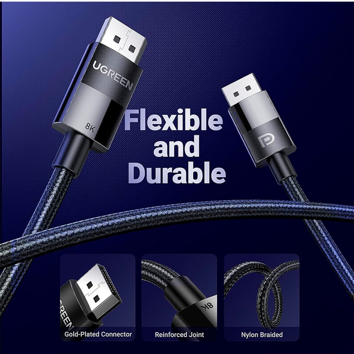 UGREEN - Cable DisplayPort 1.4 DP114 3m 8K 60Hz Macho a Macho